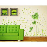 Heart Green Leaf Butterfly Wall Sticker Wall Paper Sticker Renewal Removable Stylish Cute Flower Grass Plant Butterfly Children's Room Decor Present size 50x7 am7047