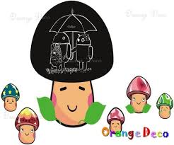 【WEJA】Send Boxed Chalk Cartoon Mushroom Head Blackboard Wall Stickers Home Decor Decoration For Kids Rooms waterproof removable size 50x70 ay629