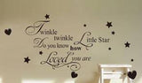Dailinming PVC Wall Stickers English Twinkle Star Hearts Living Room Bedroom Children's Room Nursery waterproofWallpaper biack size 40x45 cm dz004