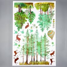 Stagg Sticker Ampire Wall Stickers Stagg and Deer in Forest for Living Room Decor ab ...