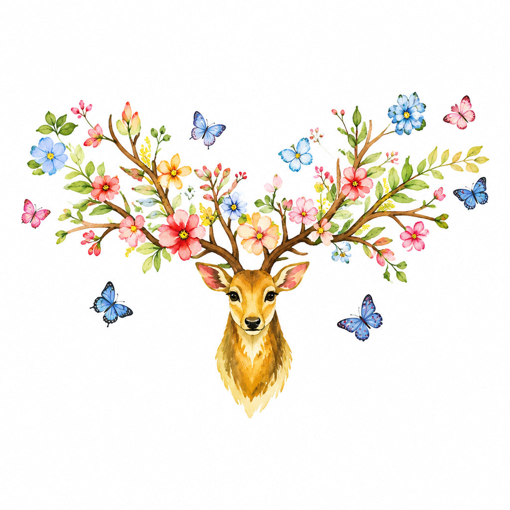 Butterfly Deer with Wall decoration stickers room wallpaper bedroom nursery kids room Home decoration Wall Stickers size 60x90 sk9331 Wall Decor Sticker