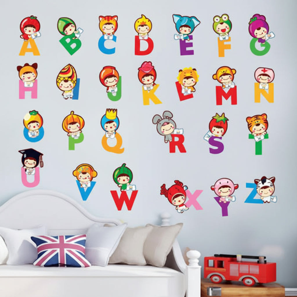 JAAMSO ROYALS Kid 's Room Cartoon Learning to Read Pictures Baby English Animal Letters Education Alphabet ' Wall Sticker (PVC Vinyl, 60 cm X 45 cm, Children's Room Décor Stickers)  size  45x60  lc6002