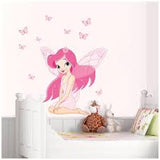 Fairy Elf Little Girl Wall Stickers Wall Nursery Baby Girl Baby Boy Children Kids Room Bedroom Sticker size 50x70 jm8257