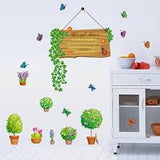 Green Leaf Potted Plant Flowers Wall Sticker DIY Home Wall Decals Room Interior Creative Wallpaper Decor PVC Removable Stickers size  60x90  abc1007 Wall Decor Sticker