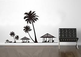 New Design Beach Wall Decal, Tropical Hawaiian Wall Sticker, Coconut Trees Wall Decal Wall Art, Tree Wall Mural Home Decor