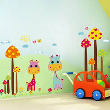 Cartoon lovely Animals Wall Stickers For Kids Rooms Boys Girls Children Bedroom Home Decor mm size 50x70 am7091