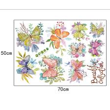 RYRDWP Clearance Removable Vinyl Decal Art Mural - Beautiful Butterfly Floral Design for Home Living Room Decor Wall Sticker size 50x70 sk7099