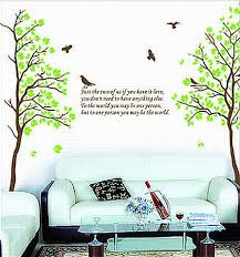 Rainbow Fox Large Green Tree Wall Sticker Decals PVC Removable Wall Decal for Nursery Girls and Boys Children's Bedroom size 50x70  dm570043