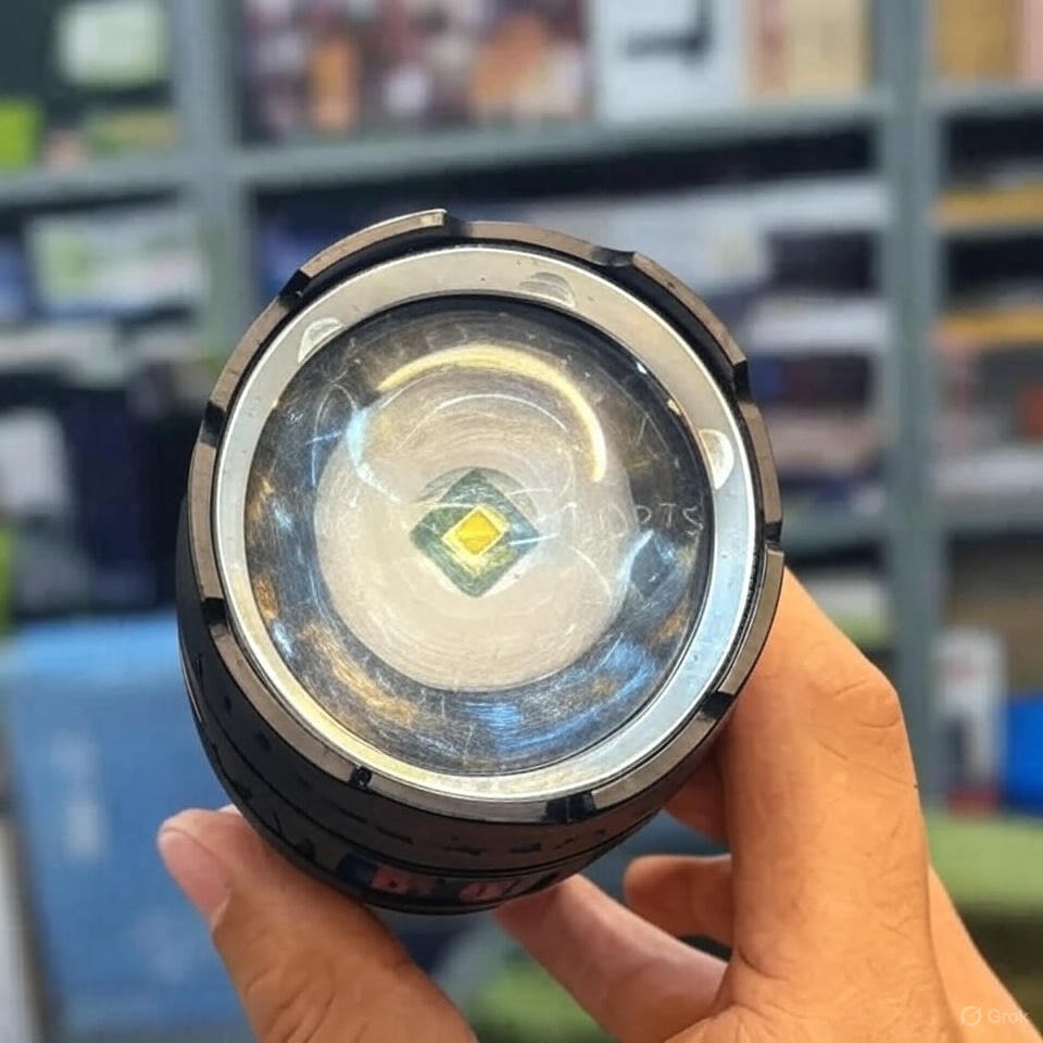 2KM Powerful Zooming Flashligh with 8 lithum cell pure steel waterproof body With Side Work Light &amp; Usb Charging – Ultra-bright Type c charging port