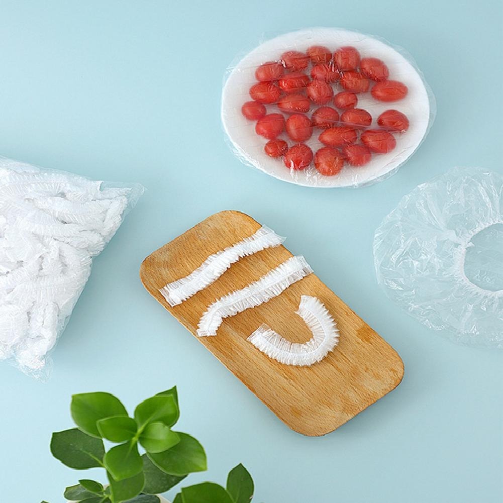 100pcs Stretchable Plastic Food Covers – Disposable Transparent Wrap for Bowls, Plates, Fruits, Vegetables – Anti-Dust, Food-Grade Cling Film