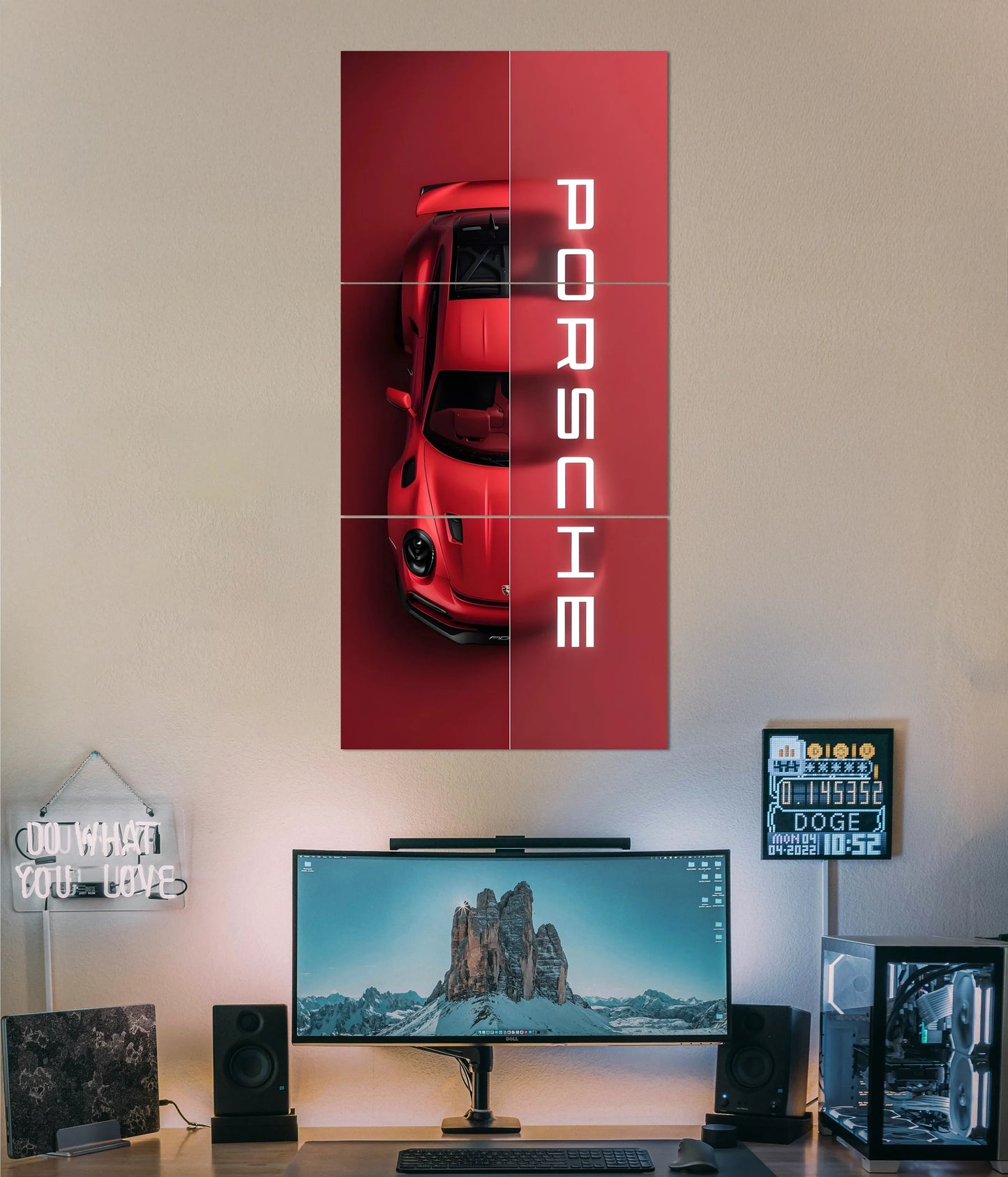 Set of 4 Car Design Sticky Photo Tiles – Wall Frames for Home &amp; Office Decor