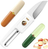 2-in-1 Stainless Steel Fruit Knife with Peeler – Portable Fruit Cutting &amp; Peeling Tool