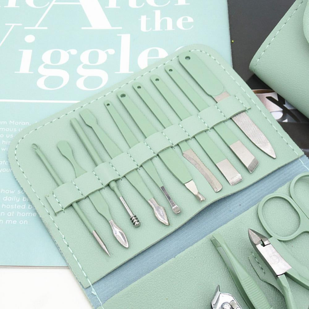 16-Piece Manicure &amp; Pedicure Kit – Premium Stainless Steel Nail Care Set for Hand, Foot &amp; Facial Grooming | Travel-Friendly Case Included | 16 Pcs Nail Care Set | Beauty Essentials Set ( Random Color )