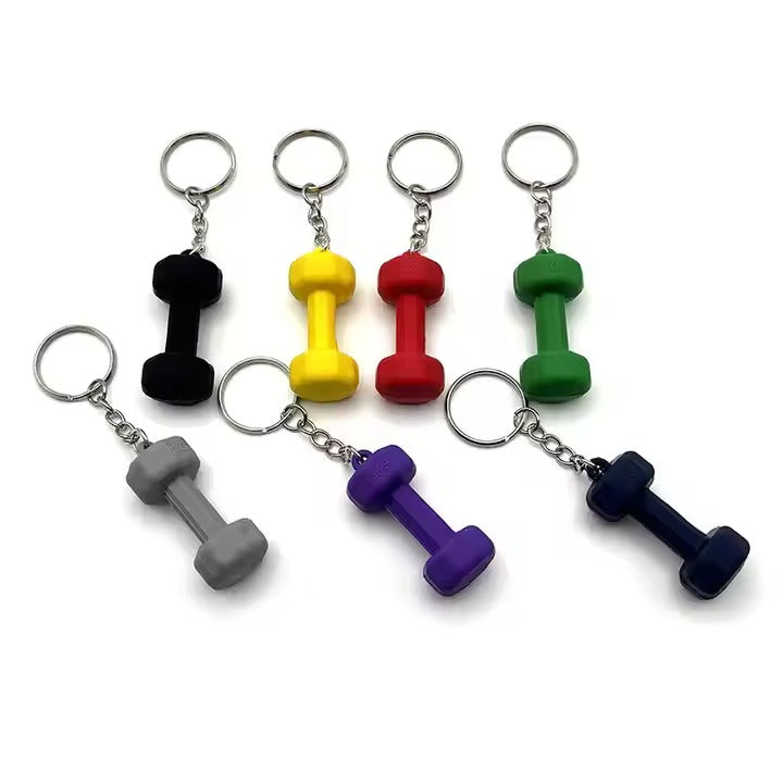 01 PCs Dumbbell Keychain Pendant PVC Barbell Men Car Key Chain Creative Sport Fitness Club Commemorative Small Gift | Key-Chain For Boys &amp; Men's ( Random Color )