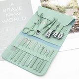 16-Piece Manicure &amp; Pedicure Kit – Premium Stainless Steel Nail Care Set for Hand, Foot &amp; Facial Grooming | Travel-Friendly Case Included | 16 Pcs Nail Care Set | Beauty Essentials Set ( Random Color )