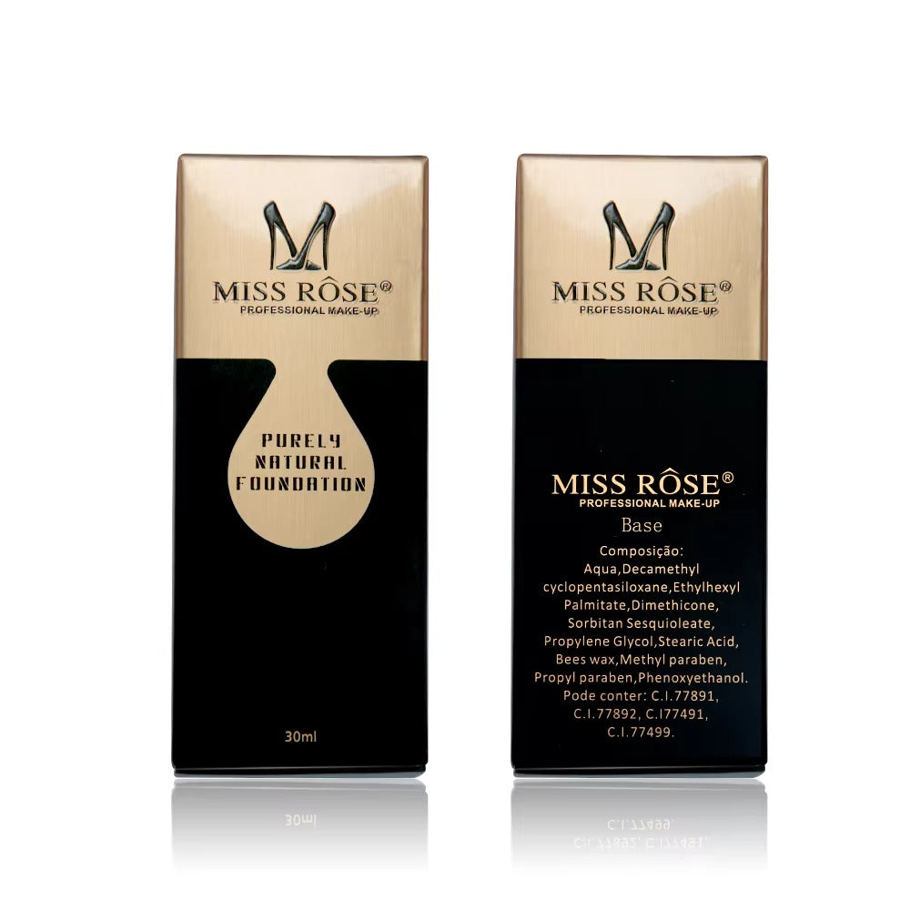 Miss Rose Purely Natural Liquid Foundation – Professional Long-Lasting Make-Up for Flawless Coverage, Lightweight, Breathable, Smooth Finish, All Skin Types - 30 ML | Foundation - Ivory 6