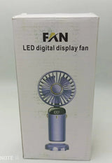 LED Digital Display Rechargeable Fan with USB Cable – Portable Mini Cooling Fan with Adjustable Speed, Battery Indicator &amp; Easy Charging (random color)