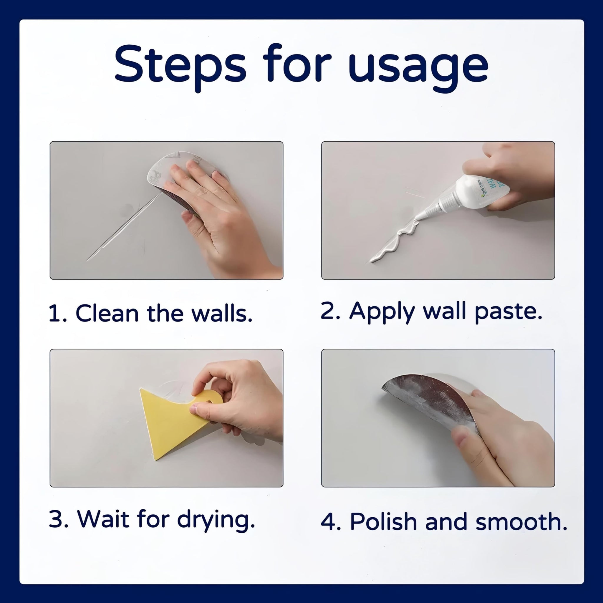 Wall Repair Paste 200gm – White Waterproof Crack Filler With Scraper, Wall Putty &amp; Hole Mending Agent for Damaged Walls and Joints