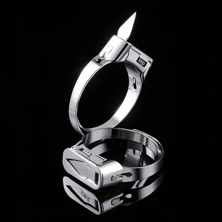 Stainless Steel Self-Defense Ring with Hidden Blade – Adjustable Mini Knife Ring for Personal Safety – Wearable Concealed Protection Tool for Men &amp; Women