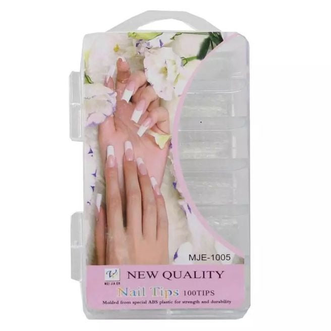 100 Pcs Fake Nails Set – White ABS Plastic Nail Tips, Durable &amp; Easy-to-Apply, Smooth Finish for DIY Nail Art &amp; Professional Salon Manicure