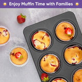 6-Cup Muffin Pan – Non-Stick Carbon Steel Cupcake Baking Tray | Heavy Duty Standard Bakeware for Muffins, Cakes, Mini Pies &amp; More