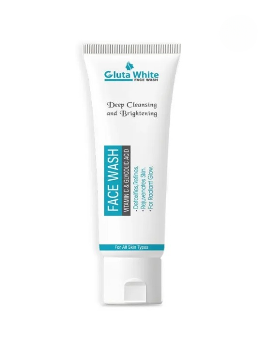 Gluta White Facewash 100ml – Brightening &amp; Deep Cleansing Formula for Clear, Glowing Skin, Gentle on All Skin Types, Daily Use Quality Face Wash