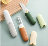 2-in-1 Stainless Steel Fruit Knife with Peeler – Portable Fruit Cutting &amp; Peeling Tool