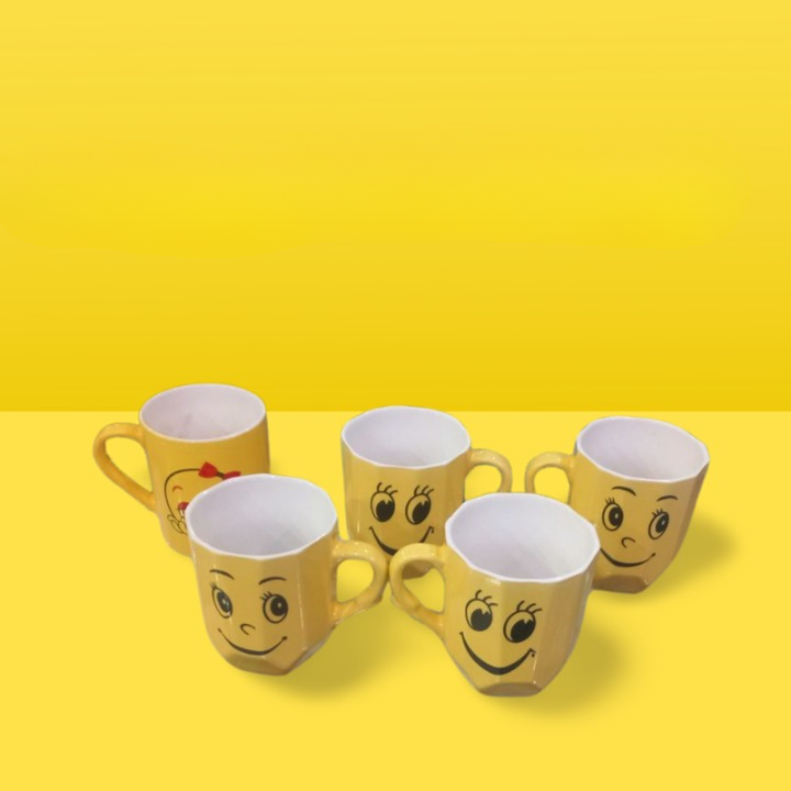 Smart and Cute Emoji Ceramic Smiley Cup with Spoon – Stylish Tea and Coffee Mug, Perfect Gift for Birthday, Celebration, and Decoration (Random Designs)