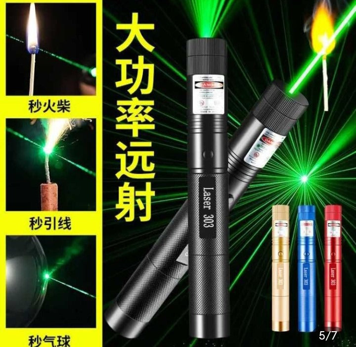 High-Power 303 Green Laser Pointer with Adjustable Focus – Rechargeable 3.7V Battery, Charger &amp; Safety Lock – Rechargeable Green Laser Light, Green Laser Pointer, Green Beam Light