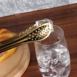 Mini Stainless Steel Food Serving Tong – 6 Inch Strainer Tong with 28-Hole Flat Head for Salad, Ice Cubes, Pastries, Frying &amp; Tea