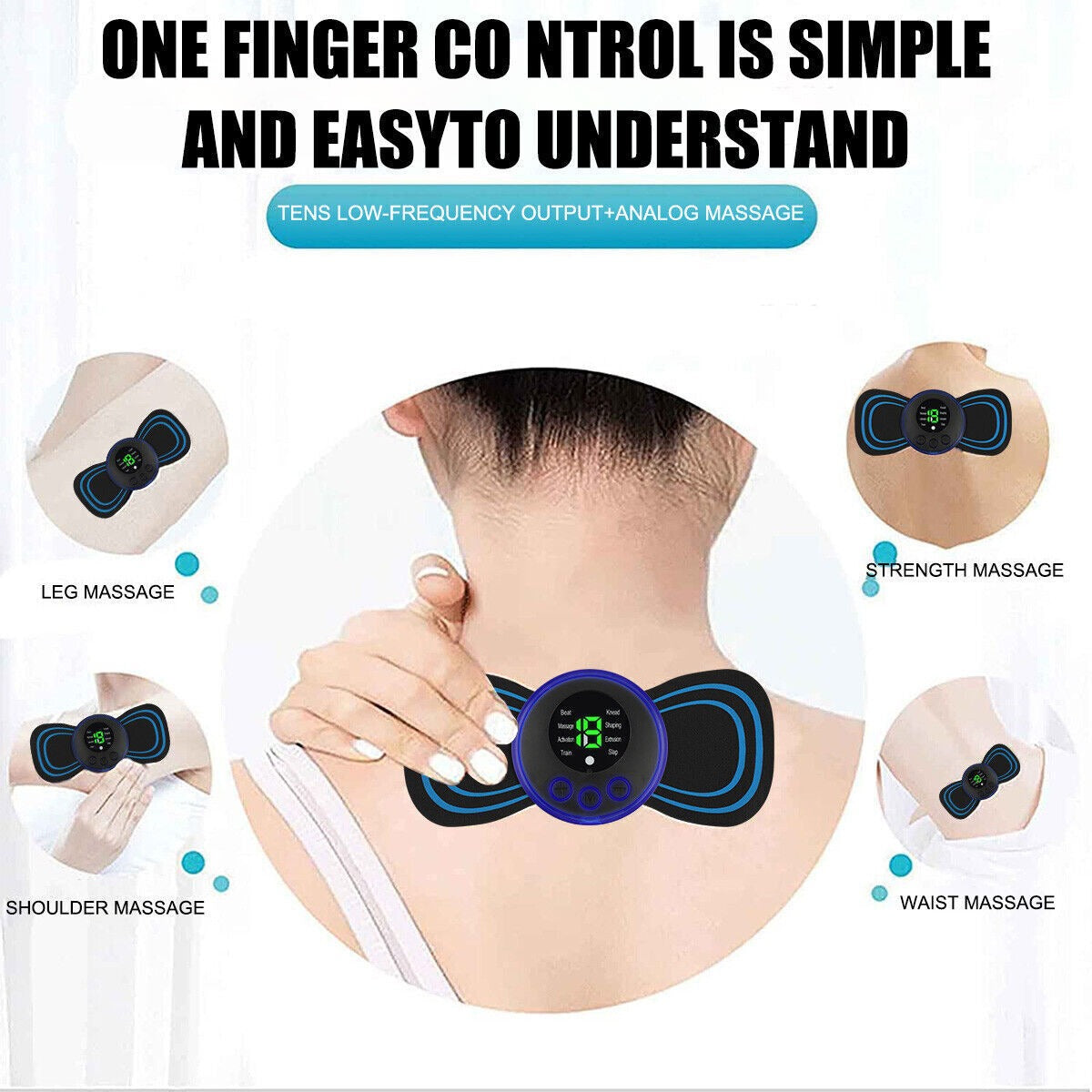 Portable EMS Mini Electric Massager Patch – Muscle Pain Relief for Neck, Back, Arms &amp; Full Body