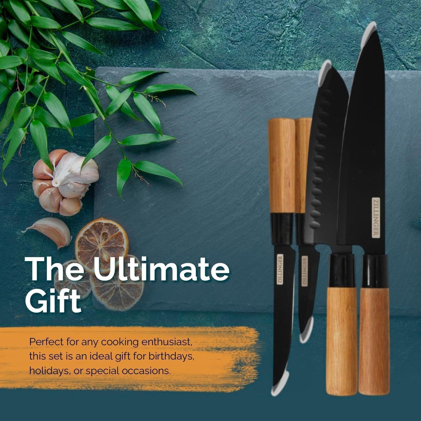 4 Piece Japanese Kitchen Knives Set stainless steel blades