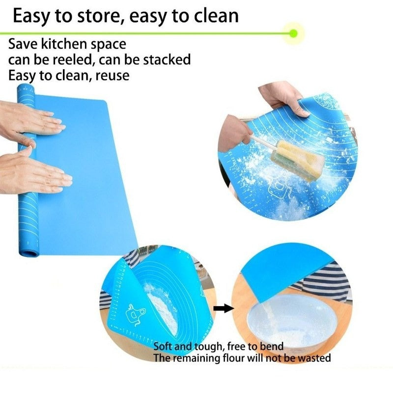 Silicone Pastry Mat – 14 Inch Round Non-Stick Baking Mat with Measurements – Food-Grade, Heat-Resistant, Reusable Rolling Surface for Dough, Pizza, Pie, and Fondant (Random Color)
