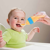 Silicone Baby Spoon Squeezing Feeding Bottle Feeder – Soft, Safe &amp; Easy Baby Food Dispenser (Random color)