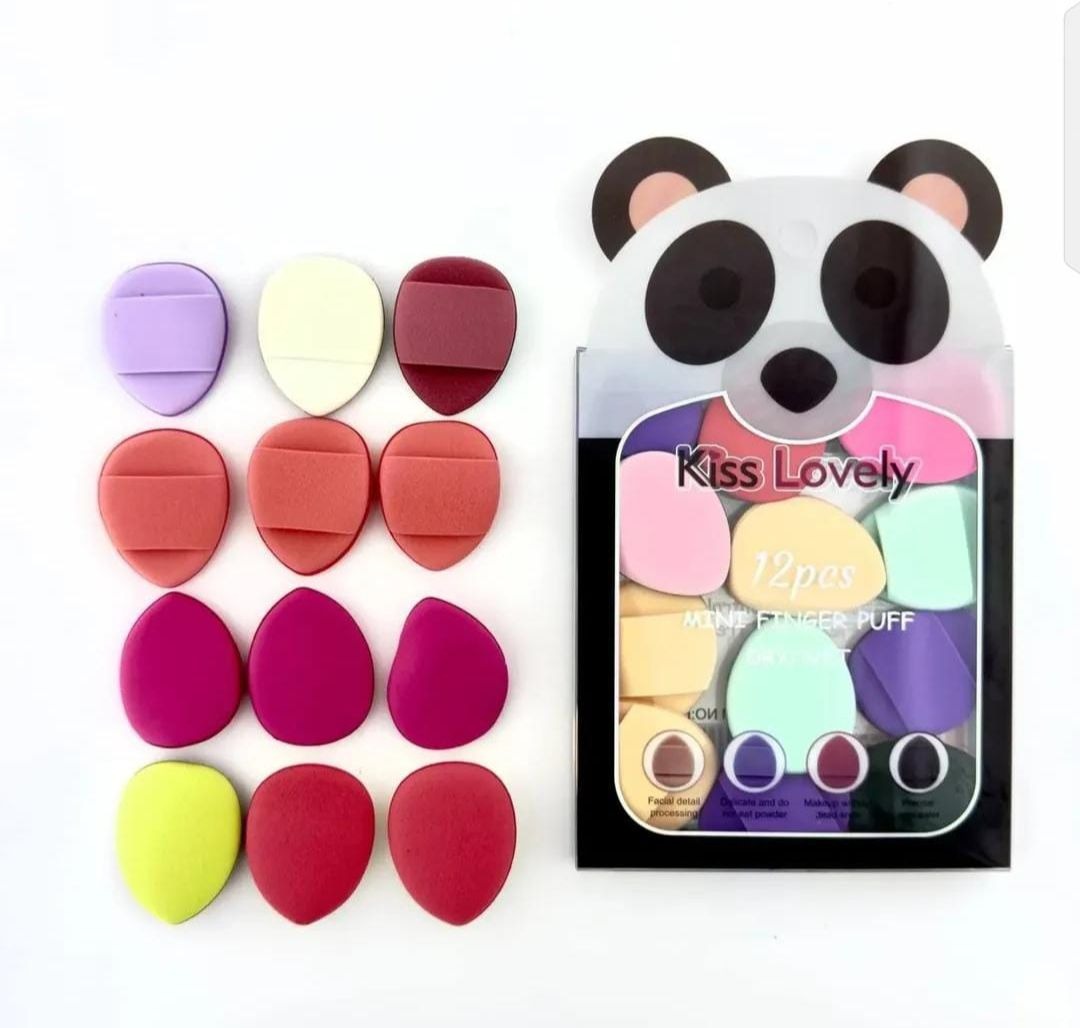 12pcs Mini Finger Powder Puff Set Air Cushion Sponge Concealer Foundation Makeup