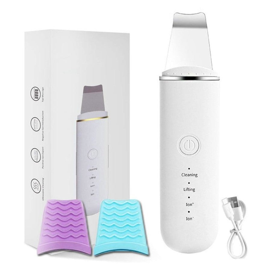 Rechargeable Ultrasonic Skin Scrubber – Deep Cleansing Facial Spatula &amp; Blackhead Remover with Vibration &amp; Peeling Modes