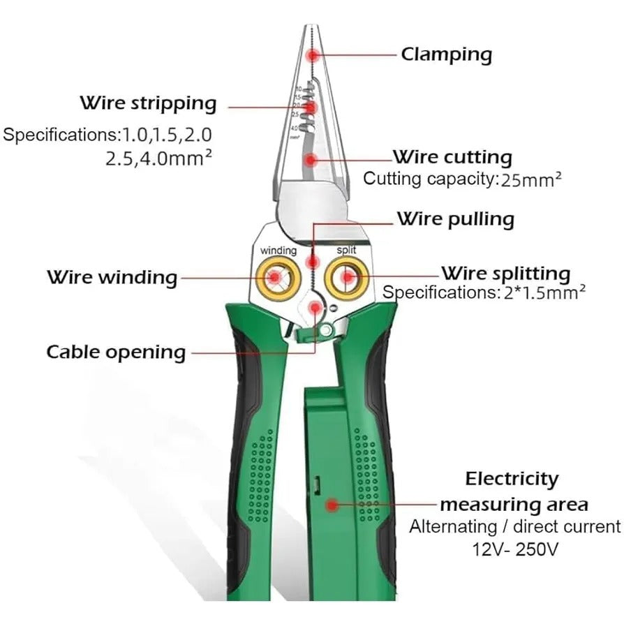 8-in-1 Wire Stripper &amp; Voltage Tester – Multi-Purpose Electrical Tool for Professionals