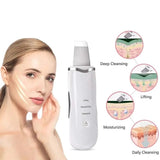 Rechargeable Ultrasonic Skin Scrubber – Deep Cleansing Facial Spatula &amp; Blackhead Remover with Vibration &amp; Peeling Modes