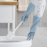 Long Reusable Dishwashing Gloves with Warm Fleece Lining – Extra Long Waterproof Rubber Cleaning Gloves, Anti-Slip, Heat Resistant for Kitchen, Laundry, and Household Use (Random Color)