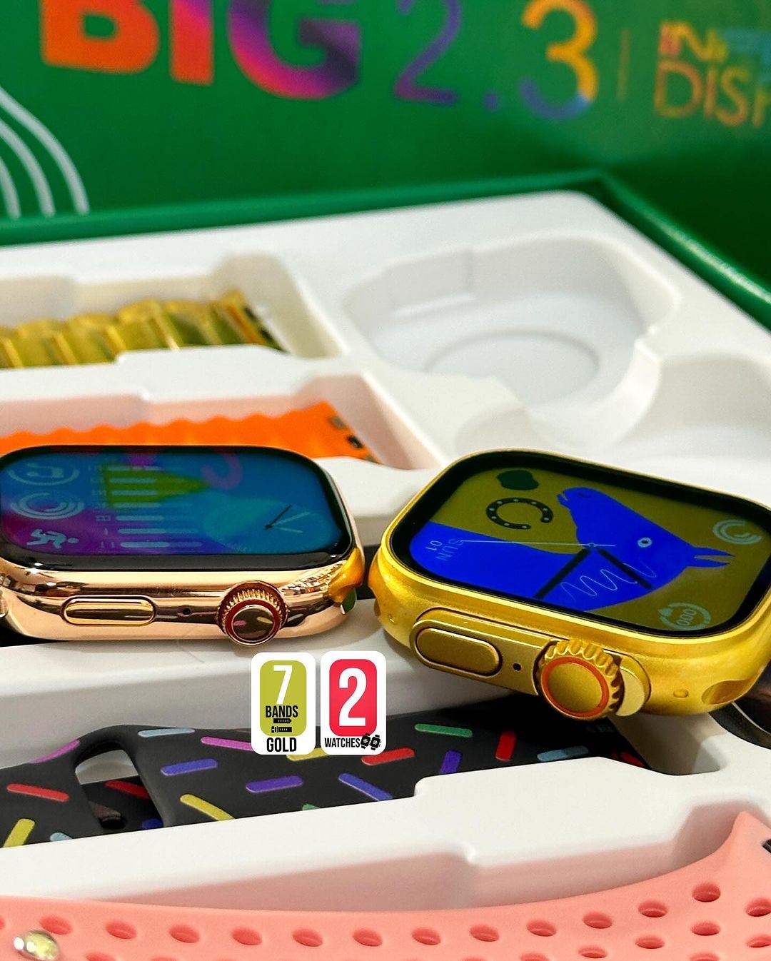 i50 New Model Smart Watch Bundle – 7 Original Straps, 2 Premium Watches &amp; 2 Protective Covers
