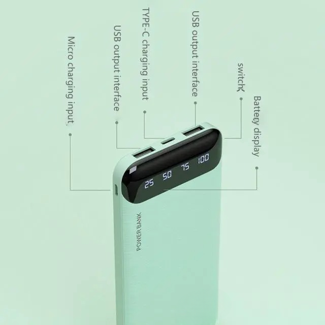 Portable 22.5W Power Bank 20000mAh – High Capacity with LED Display &amp; Fast Charging Support (Random color)