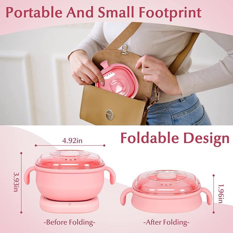 Portable Foldable 400ML Silicone Wax Warmer – Travel-Friendly Hair Removal Heater for Body &amp; Spa Use |Random Color