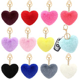 01 PCs Heart Fluffy Fur Ball Pom Pom Keychain – Keychains For Girls - Key-Chain For Bags - Keychain For Pouch - Heart Keychain | Random Color