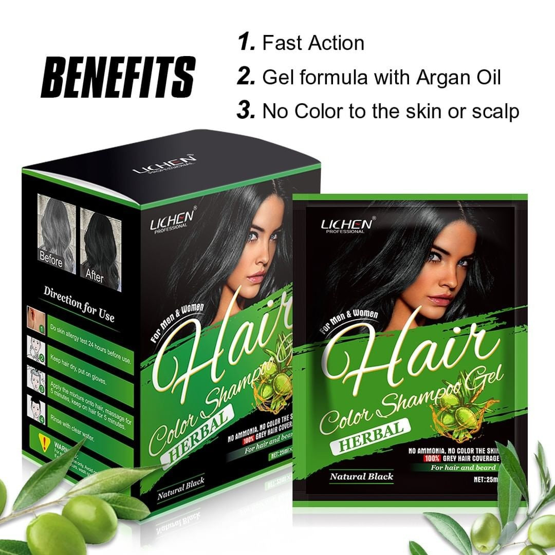 Hair Color Gel – Long-Lasting Natural Hair Dye with Smooth Coverage &amp; Shine 250 ml - Black
