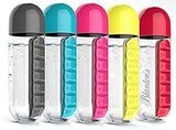 2-in-1 Medicine Organizer with Water Bottle – 7 Days Pill Box, 600ml BPA-Free Drinking Bottle, Removable Cup, Compact Travel Pill Planner for Kids, Adults &amp; Elderly