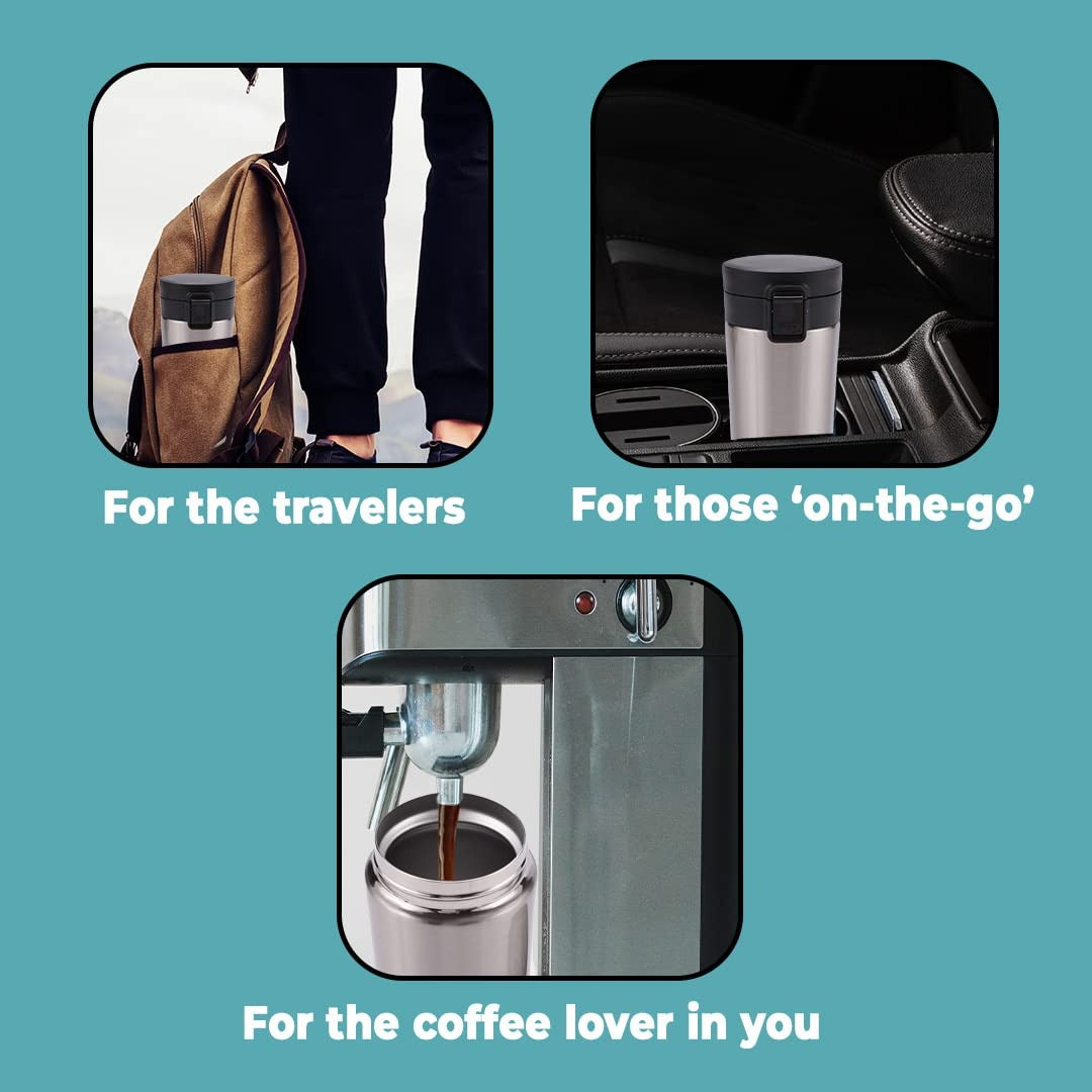 Hot &amp; Cold Stainless Steel Vacuum Flask – 380ml | Double Wall Insulated Water Bottle | Leakproof Coffee &amp; Tea Thermos Travel Mug (Random Color)