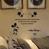 Walt Disney Mickey Mouse Inspirational Quote Wall Decal size 20x90cm