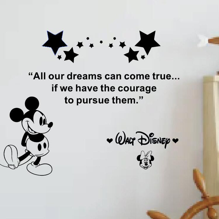 Walt Disney Mickey Mouse Inspirational Quote Wall Decal size 20x90cm