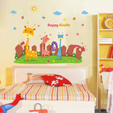 Cartoon Giraffe Pattern Wall Stickers Kindergarten Children's Room Bedroom Bedside Decoration Self-Adhesive Wall Stickers size 50x70 xls7223