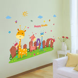 Cartoon Giraffe Pattern Wall Stickers Kindergarten Children's Room Bedroom Bedside Decoration Self-Adhesive Wall Stickers size 50x70 xls7223